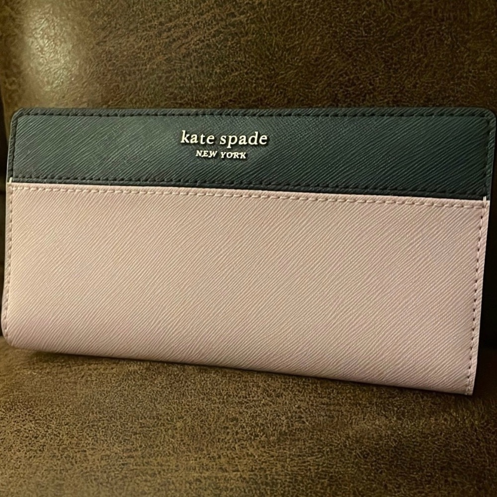 NWT Kate Spade navy and lavender Women's Wallet